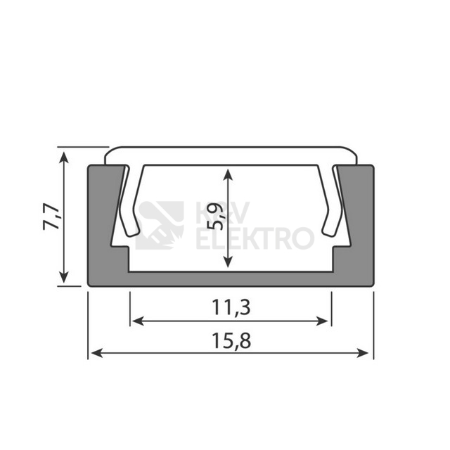 Obrázek produktu Přisazený hliníkový profil PG2 16x8mm s čirým difuzorem 1m McLED ML-761.003.74.1 6