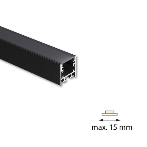 Přisazený hliníkový profil černý McLED PCA 25x25mm s černým difuzorem 1m ML-761.050.74.1