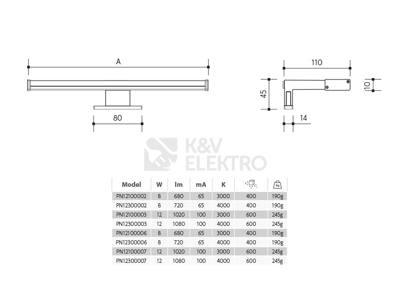 Obrázek produktu Koupelnové LED svítidlo nad zrcadlo Panlux ARVEN PN12100006 8W IP44 3000K černá 2