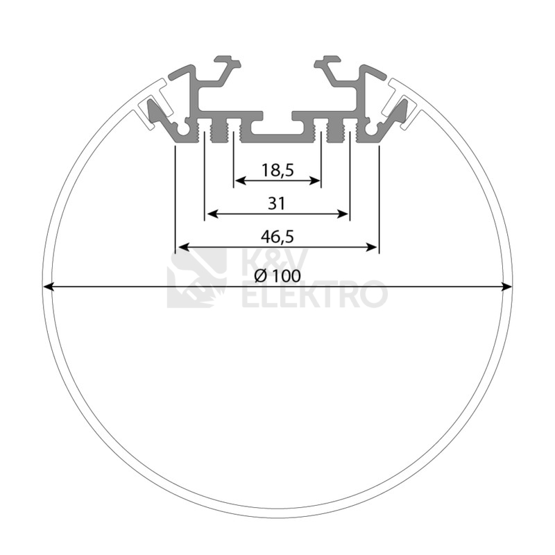 Obrázek produktu Závěsný hliníkový profil McLED ZK Ø 100mm vč. mléčného difuzoru 2m ML-761.032.43.2 8
