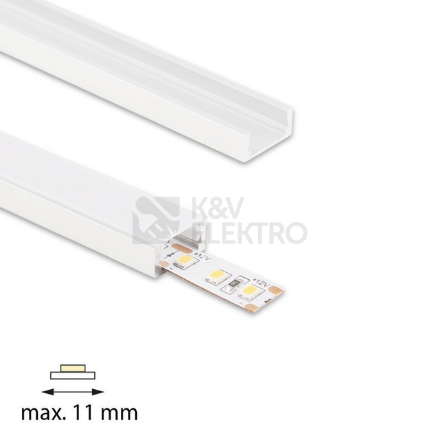 Obrázek produktu Přisazený hliníkový profil bílý PG2 16x8mm s mléčným difuzorem 1m McLED ML-761.312.74.1 1