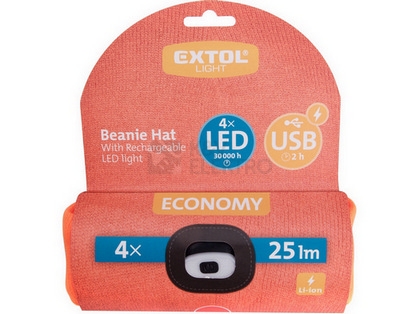 Obrázek produktu  Čepice s LED čelovkou Extol Light 43455 oranžová 4