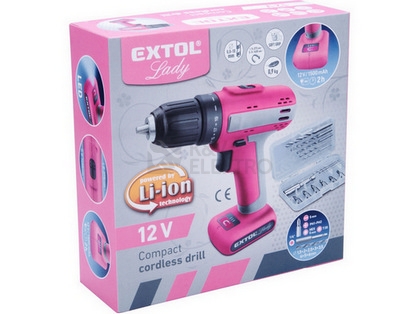 Obrázek produktu  Aku šroubovák růžový EXTOL LADY 402402 12V 1,5Ah 6