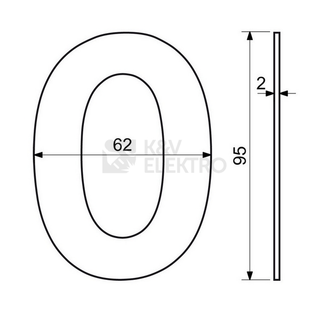 Obrázek produktu Nerezové domovní číslo v plochém 2D provedení Richter RN.95L.0.CE 1