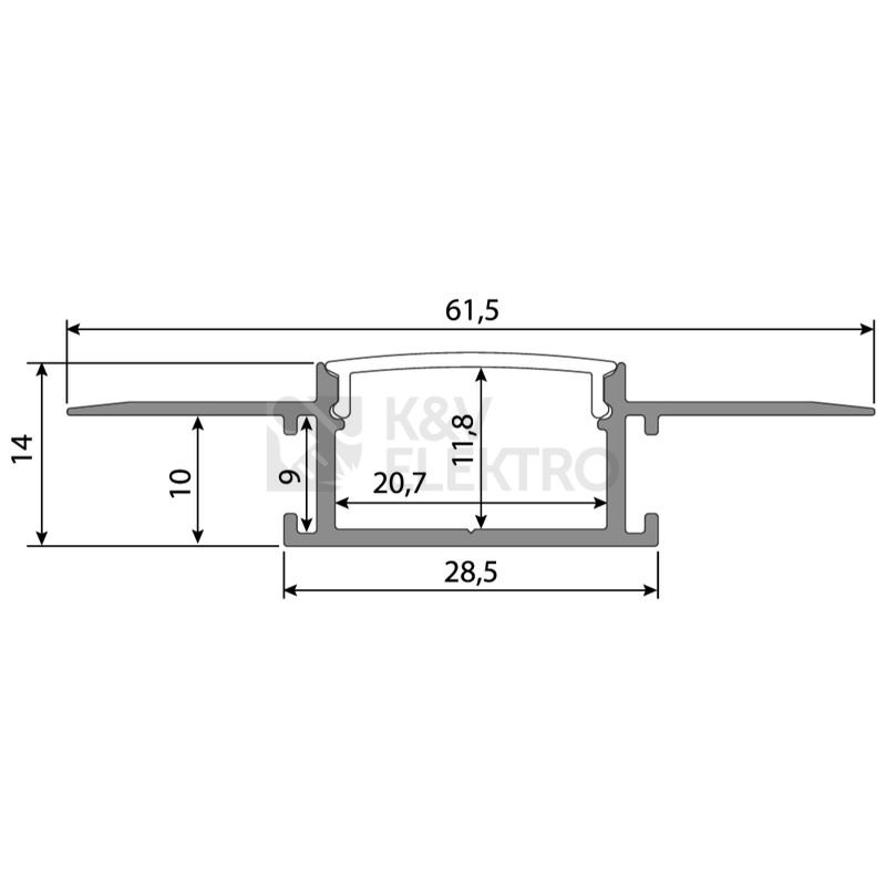 Obrázek produktu Hliníkový profil McLED AZ pro sádrokarton 62x14mm včetně matného difuzoru 2m ML-761.084.43.2 1