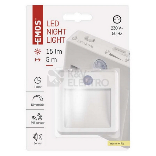 Obrázek produktu LED noční světlo EMOS P3319 s pohybovým čidlem do zásuvky 9