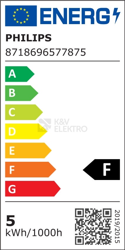 Obrázek produktu LED žárovka E27 Philips A60 5W (40W) studená bílá (6500K) 1