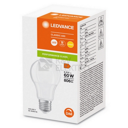 Obrázek produktu LED žárovka E27 LEDVANCE CL A FR 8,8W (60W) teplá bílá (2700K) stmívatelná 1