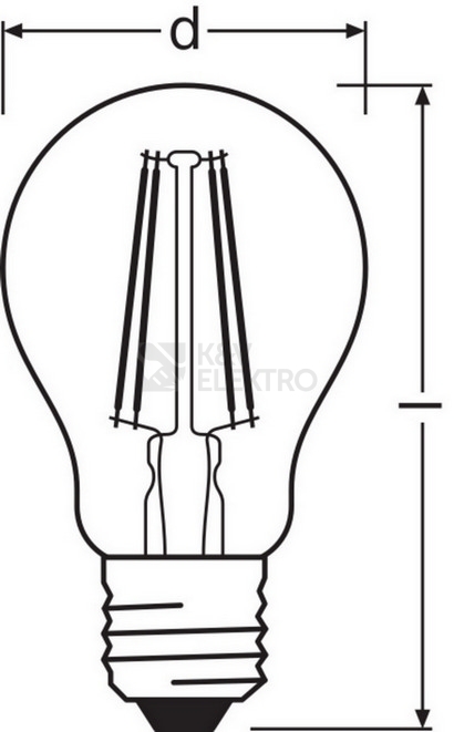 Obrázek produktu LED žárovka E27 LEDVANCE Filament CL A FIL 6,5W (60W) teplá bílá (2700K) 3