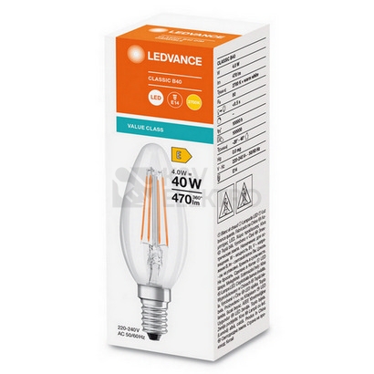 Obrázek produktu LED žárovka E14 LEDVANCE CL B FIL 4W (40W) teplá bílá (2700K) svíčka 1