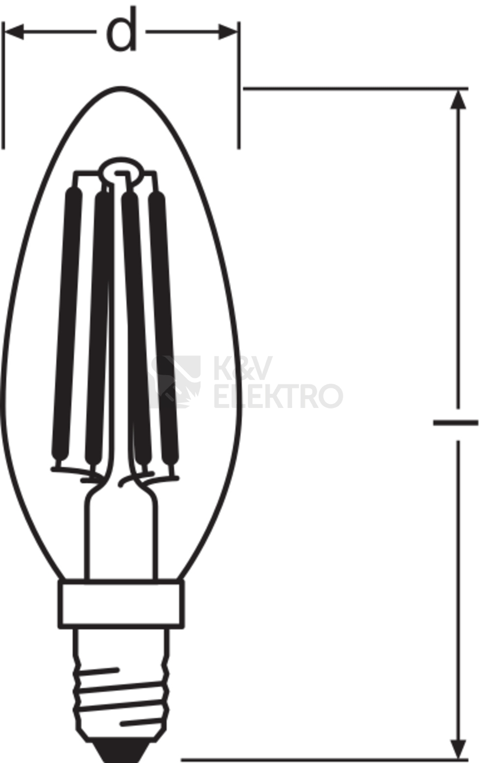 Obrázek produktu LED žárovka E14 LEDVANCE CL B FIL 4W (40W) teplá bílá (2700K) svíčka 3