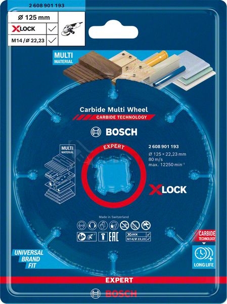 Obrázek produktu Víceúčelový řezný kotouč 125mm Bosch EXPERT Carbide Multi Wheel X-LOCK 2.608.901.193 17