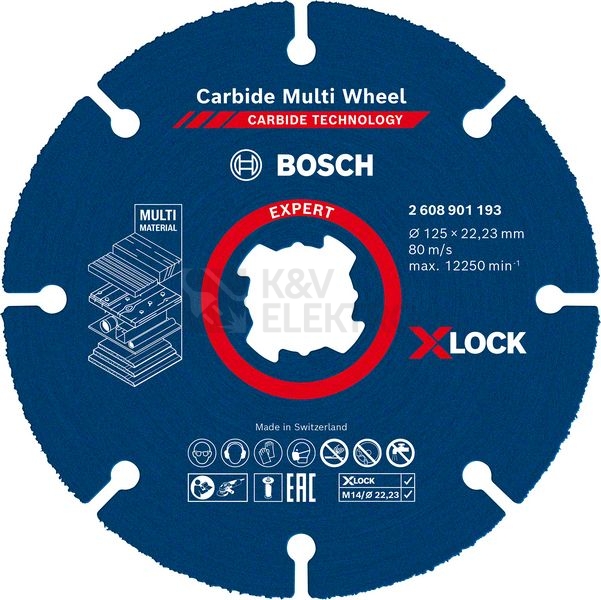 Obrázek produktu Víceúčelový řezný kotouč 125mm Bosch EXPERT Carbide Multi Wheel X-LOCK 2.608.901.193 19