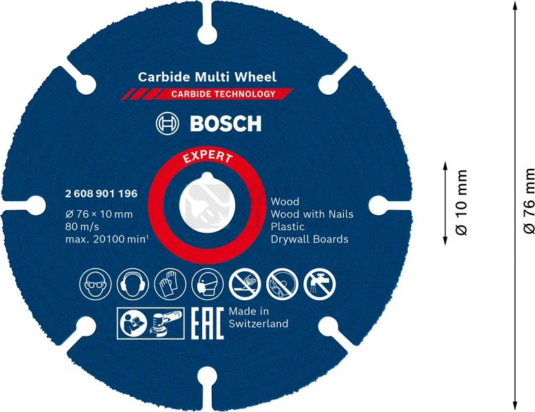 Obrázek produktu Víceúčelový řezný kotouč 76mm Bosch EXPERT Carbide Multi Wheel X-LOCK 2.608.901.196 12