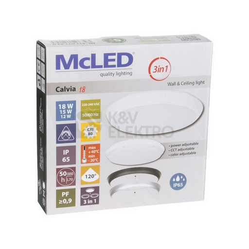 Obrázek produktu LED svítidlo McLED Calvia 18 12/15/18W CCT 3000/4000/6000K IP65 bílá/černá/stříbrná ML-411.011.42.0 9