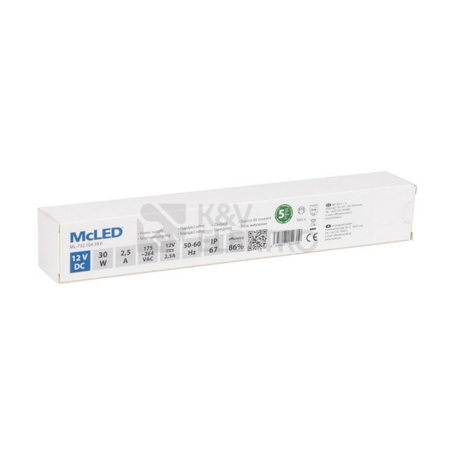 Obrázek produktu LED napájecí zdroj McLED 12VDC 2,5A 30W ML-732.104.39.0 2