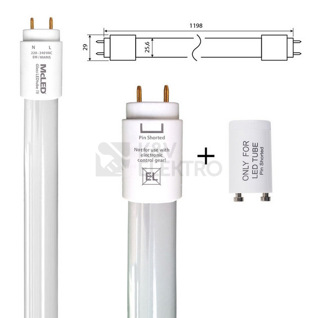 Obrázek produktu  LED trubice zářivka McLED GLASS LEDTUBE 120cm 14W (36W) T8 G13 neutrální bílá ML-331.070.89.0 EM/230V 4