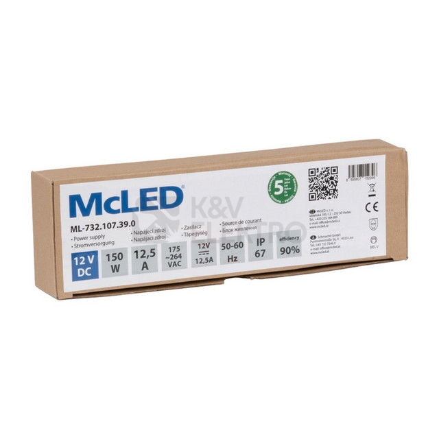 Obrázek produktu LED napájecí zdroj McLED 12VDC 12,5A 150W ML-732.107.39.0 2