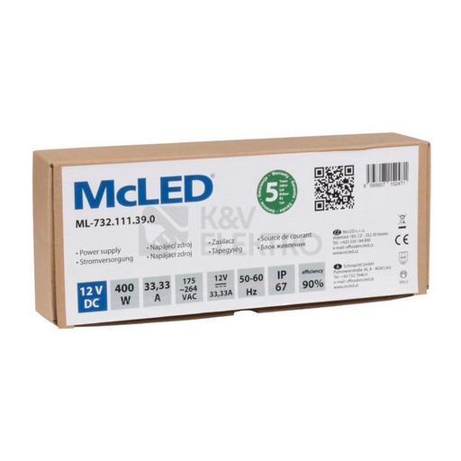 Obrázek produktu LED napájecí zdroj McLED 12VDC 33,33A 400W ML-732.111.39.0 2