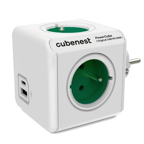 CUBENEST POWERCUBE ORIGINAL USB PD 20W 4x230V + USB A+C zelená