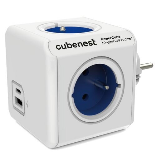 CUBENEST POWERCUBE ORIGINAL USB PD 20W 4x230V + USB A+C modrá