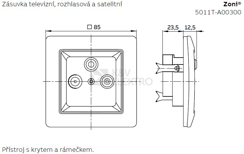 Obrázek produktu ABB Zoni kryt zásuvky televizní bílá 5011T-A00300 500 (2CHT080300A4500) 1