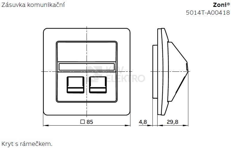 Obrázek produktu ABB Zoni kryt datové zásuvky bílá 5014T-A00418 500 (2CHT290418A4500) 1