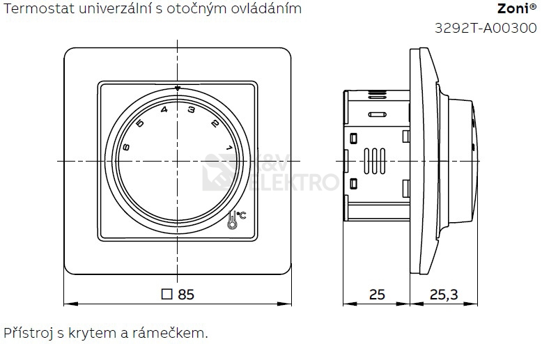 Obrázek produktu ABB Zoni kryt termostatu matná černá 3292T-A00300 237 (2CHT910300A4237) 1