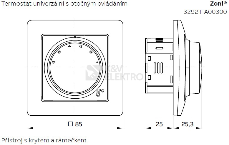 Obrázek produktu ABB Zoni kryt termostatu šedá 3292T-A00300 241 1
