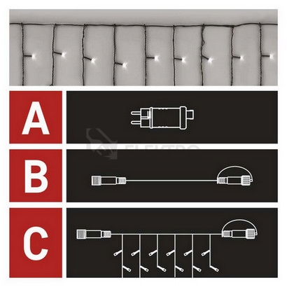 Obrázek produktu  Propojovací vánoční řetěz se zdrojem EMOS Connecting D1CC03 100LED krápníky 2,5m studená bílá 3