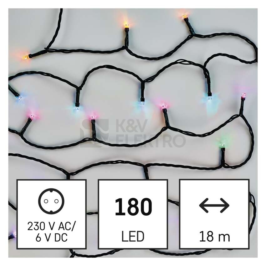 Obrázek produktu Vánoční osvětlení EMOS GoSmart (WiFi) D4ZR03 180LED řetěz 18m RGB 64 programů s časovačem 8