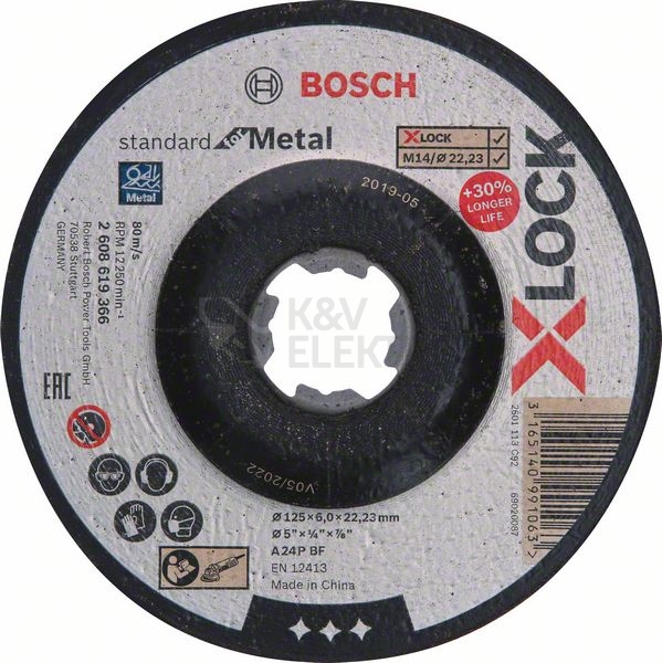 Obrázek produktu Brusný kotouč na kov 125x6x22,23mm Bosch X-LOCK SfM 2.608.619.366 1