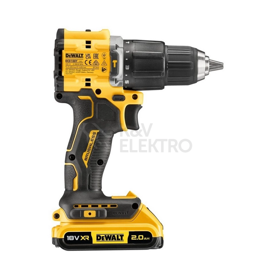 Obrázek produktu Aku vrtačka DeWALT DCD100YD2T 18V s příklepem 2x aku Li-Ion 2,0Ah 8