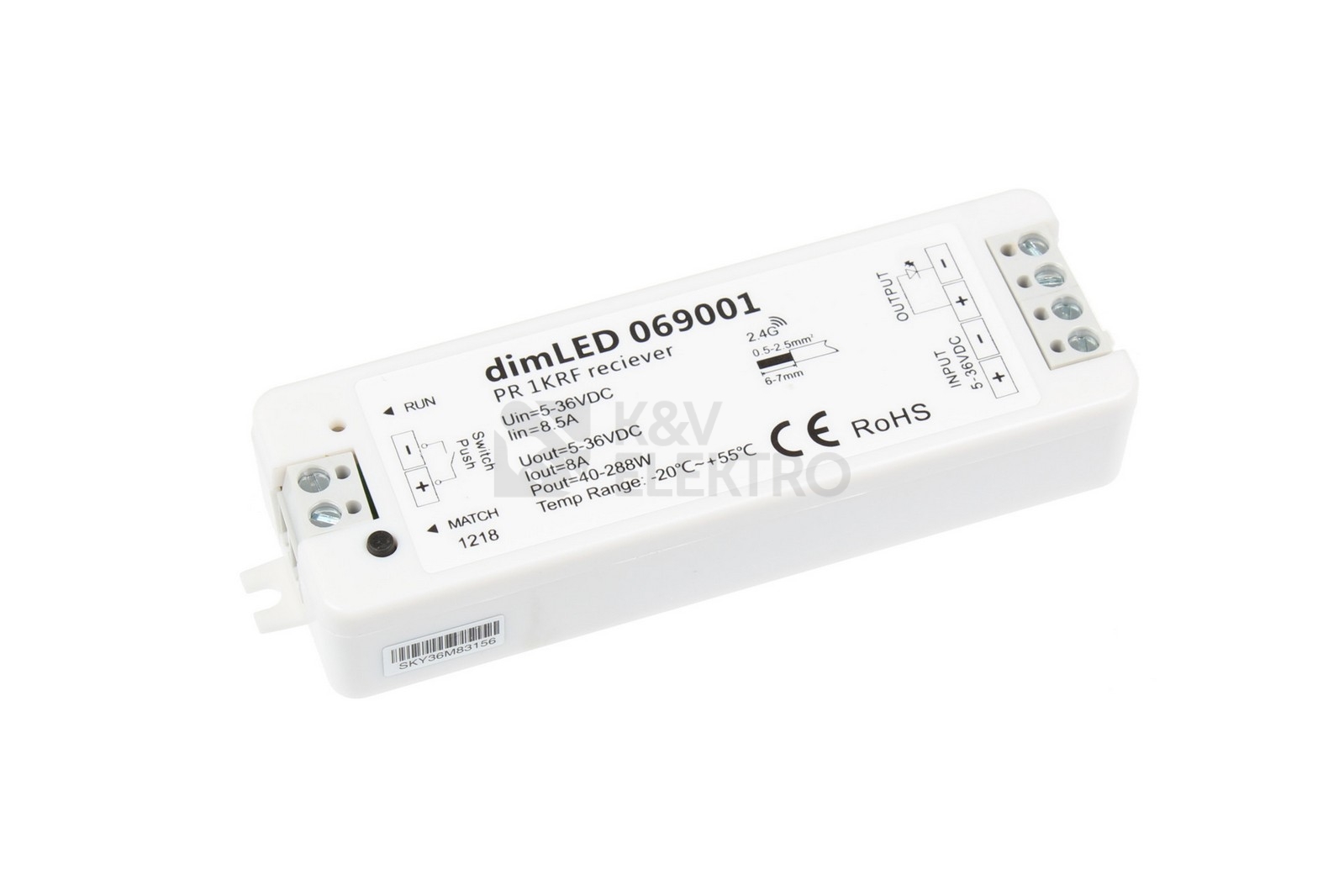 Obrázek produktu RF přijímač stmívač jednobarevné LED pásky dimLED PR 1KRF 069001 0