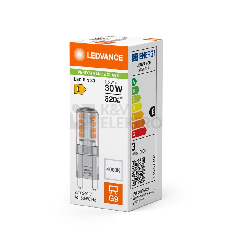 Obrázek produktu LED žárovka G9 LEDVANCE 2,6W (30W) neutrální bílá (4000K) 1