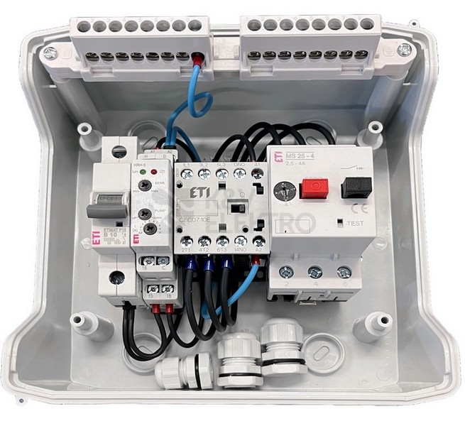 Obrázek produktu  Vybavený rozvaděč pro kontrolu hladiny 0,75kW IP65 ETI HRH-ECH-MS2-CEC 004483600 1