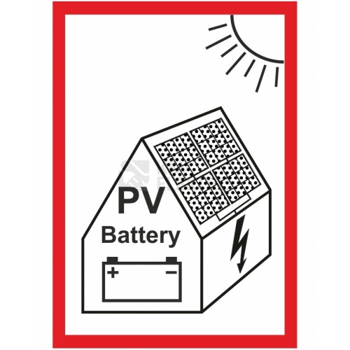 Samolepka PV+BATERIE symbol pro fotovoltaiku 75x105mm