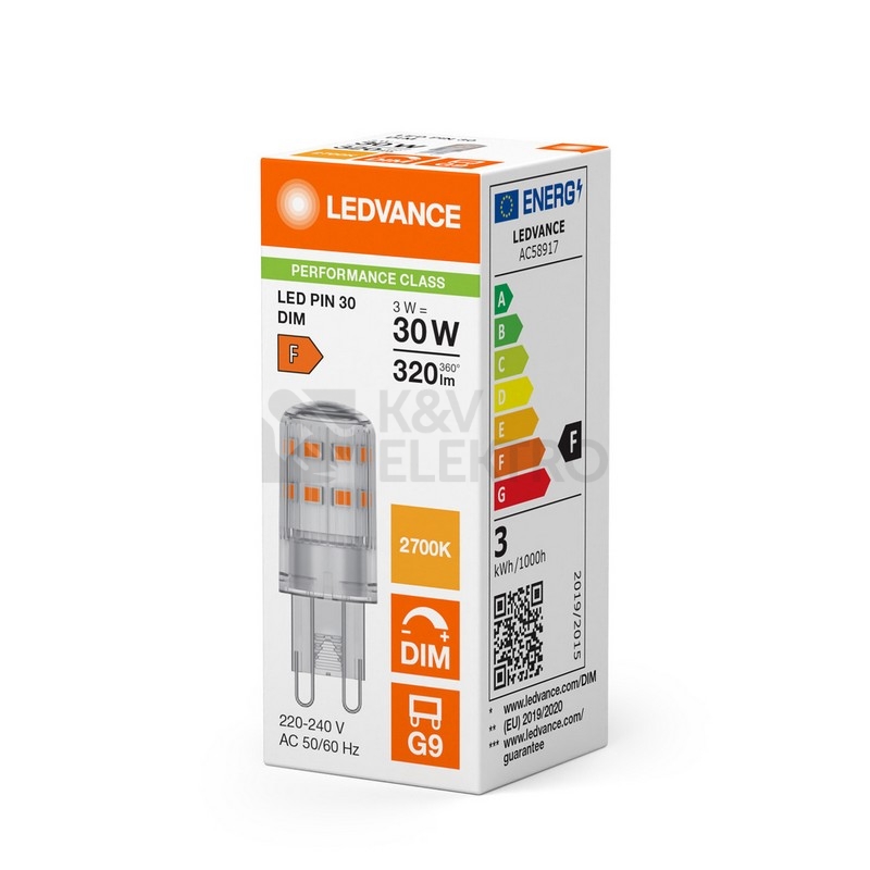 Obrázek produktu LED žárovka G9 LEDVANCE 3W (30W) teplá bílá (2700K) stmívatelná 1