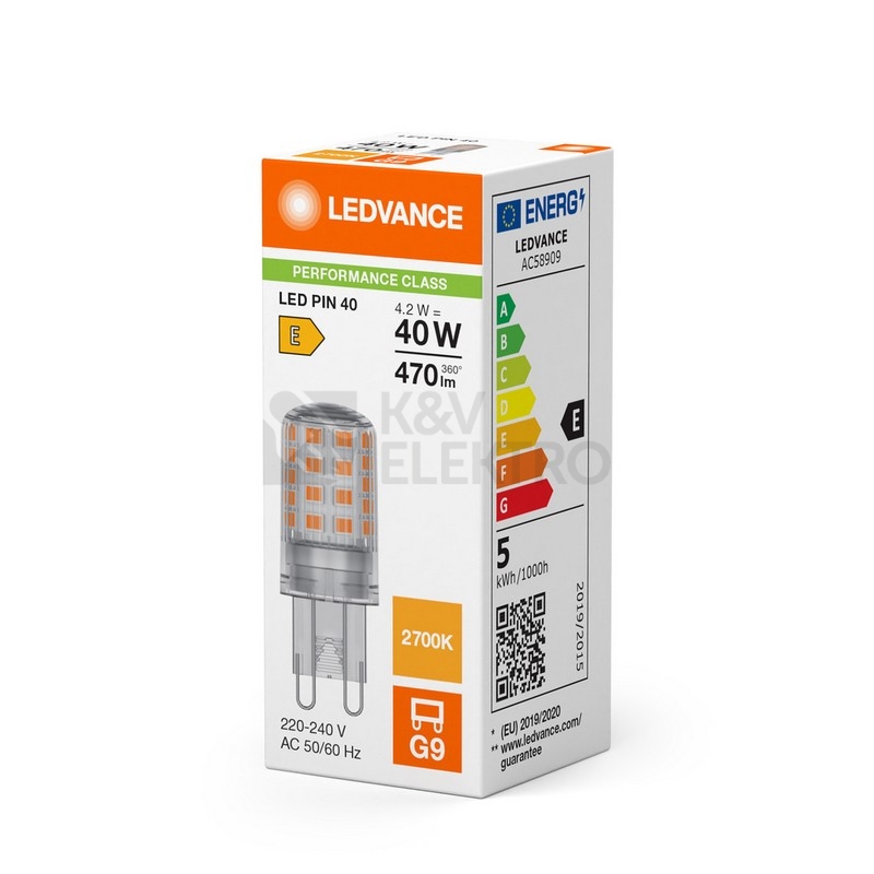 Obrázek produktu LED žárovka G9 LEDVANCE 4,2W (40W) teplá bílá (2700K) 1