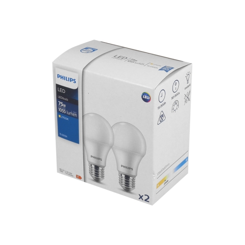 LED žárovky E27 Philips A60 10W (75W) teplá bílá (2700K) 2ks