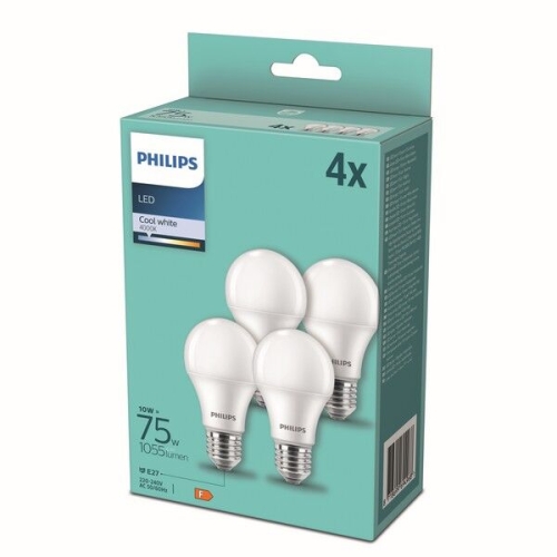 LED žárovky E27 Philips A60 10W (75W) neutrální bílá (4000K) 4ks