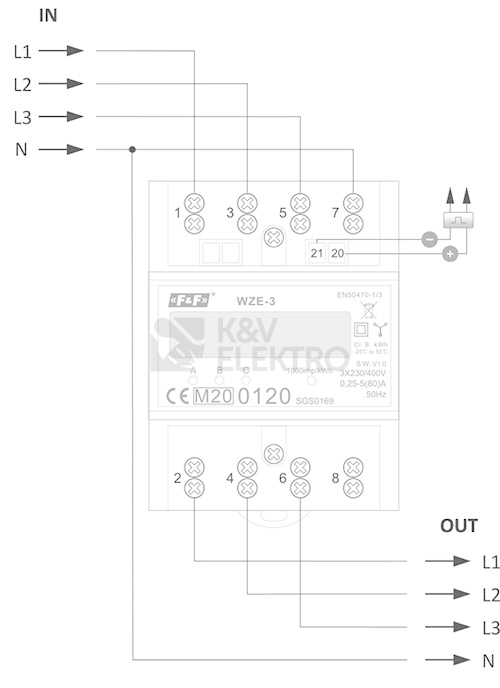 Obrázek produktu Elektroměr WZE-3 3fázový 80A MID 4,5mod. LCD 1tarif 1008834 2