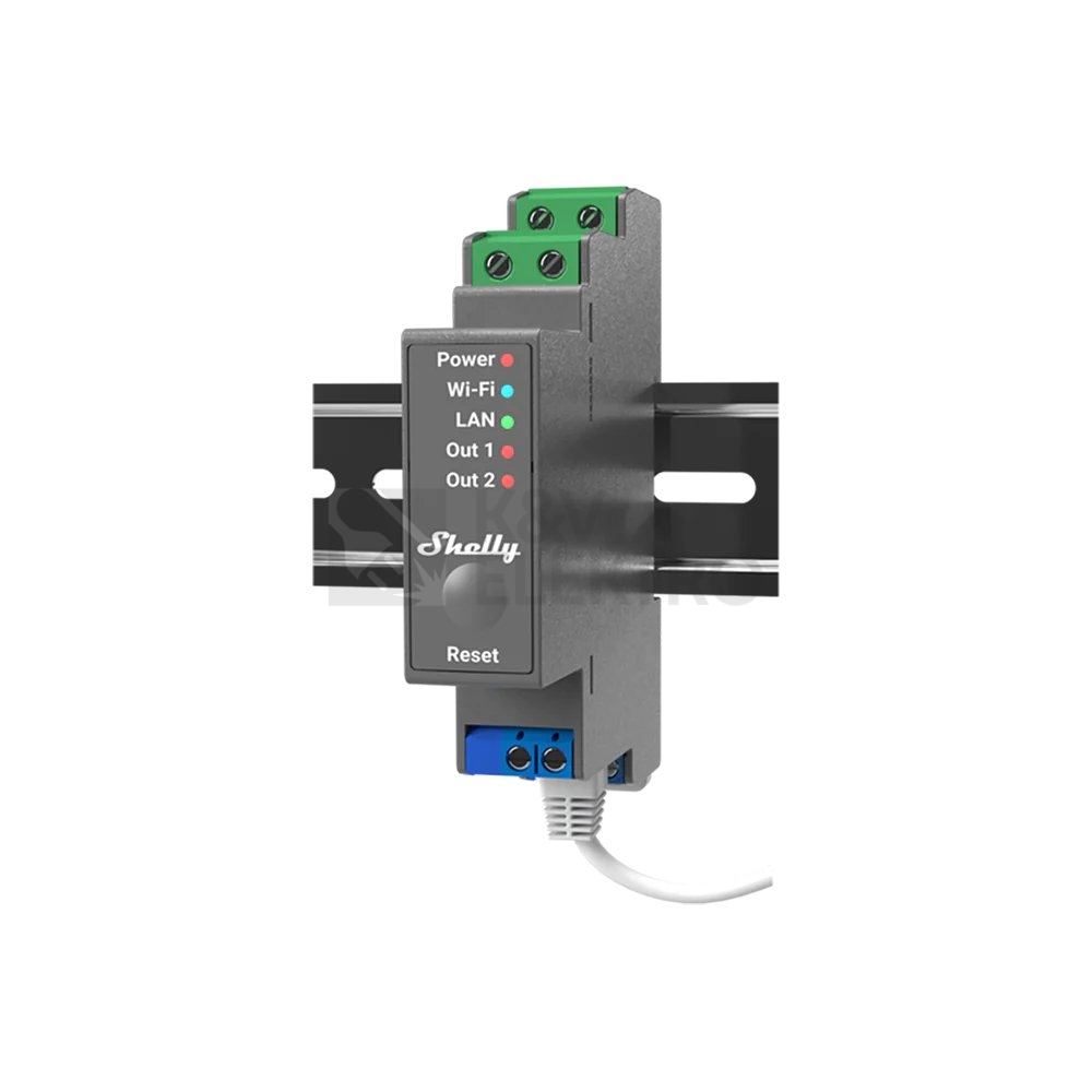 Obrázek produktu Spínací modul na DIN lištu Shelly Pro 2 2 kanály 2x16A max. zatížení 25A 110-240V AC WiFi LAN 0