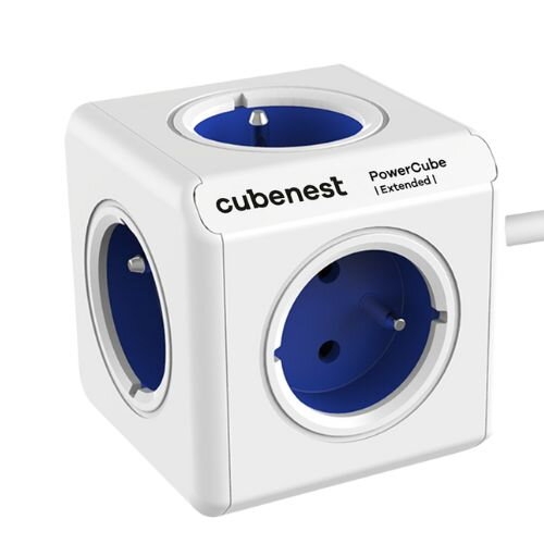 CUBENEST POWERCUBE EXTENDED 5 zásuvek, přívod 1,5m modrá