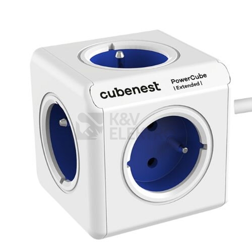 CUBENEST POWERCUBE EXTENDED 5 zásuvek, přívod 1,5m modrá