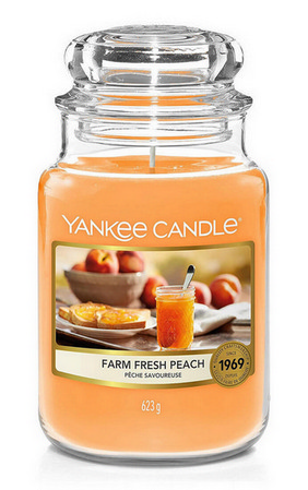  Svíčka vonná sklo Yankee candle FARM FRESH PEACH 623g (hoří 150hod) 716297