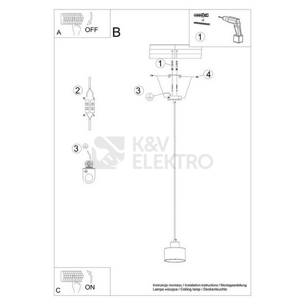 Obrázek produktu Závěsné svítidlo SOLLUX SAVAR 1 černé E27 1x60W bez žárovky SL.1132 5