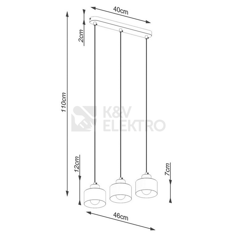 Obrázek produktu Závěsné svítidlo SOLLUX SAVAR 3 černé E27 3x60W bez žárovky SL.1133 4