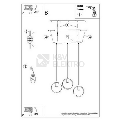 Obrázek produktu Závěsné svítidlo SOLLUX TITRAN 3 bílé E27 3x60W bez žárovky SL.1138 5