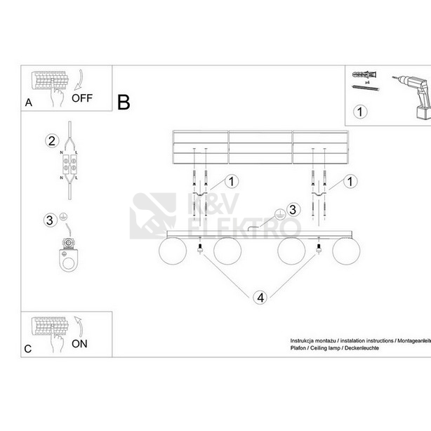 Obrázek produktu Stropní svítidlo SOLLUX YOLI 4 bílé G9 4x12W bez žárovky SL.1149 4